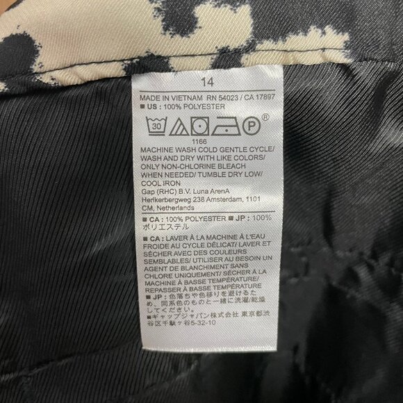 NWT Banana Republic Factory Pants Relaxed Trouser Black Off-White Abstract Sz 14 - Picture 12 of 12